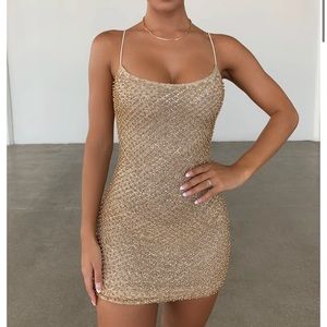 Oh Polly Womens gold embellished dress